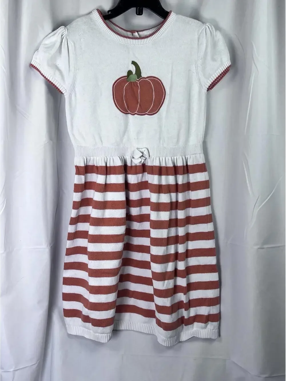 Gymboree Pumpkin Sweater Dress Fall Happy Harvest Autumn 10 Striped Skirt GUC